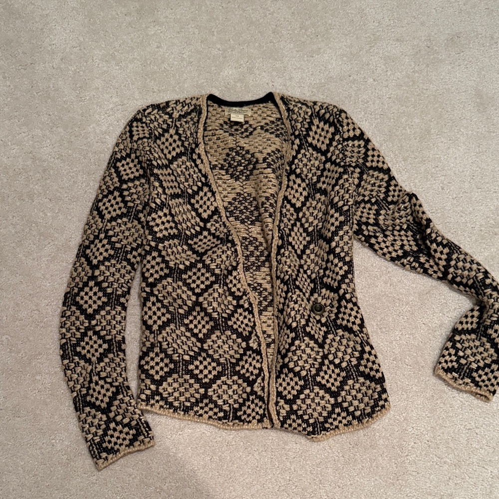 Lucky Brand Black and Tan Knit Cardigan